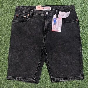 Levi's Shorts 502 Boys Regular Taper Tapered Faded Black Denim Shorts SZ 20 REG